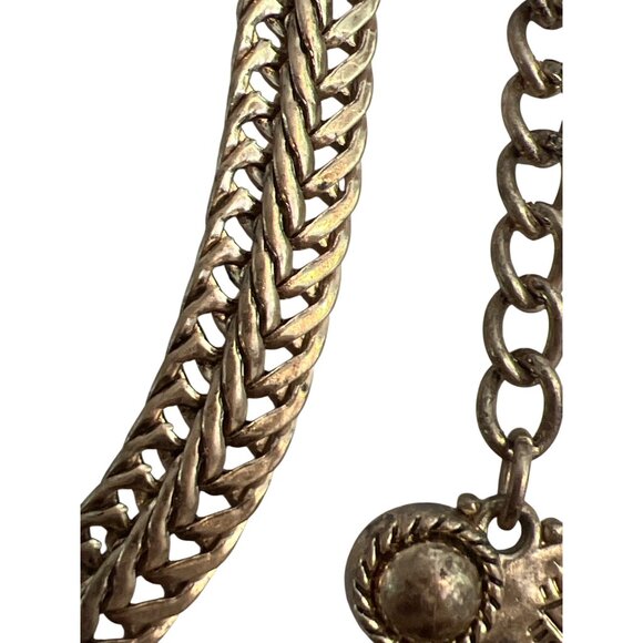 Macys Gold Tone Zipper Y Necklace Tribal Boho Choker Layered Double Strand NWT - Picture 5 of 7